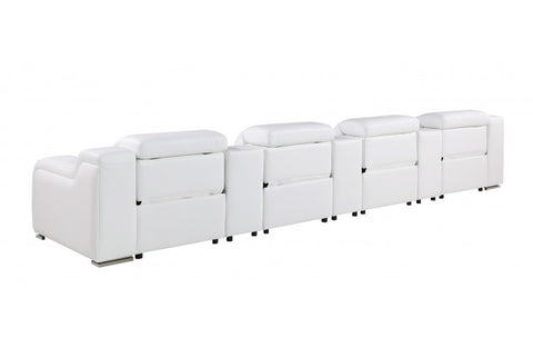 1116 DivanItalia White 7-Piece Power Reclining Sofa with Power Headrest in Top Grain Italian LeatherModel:  1116-WHITE-S-7.4-HT