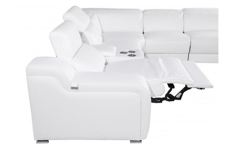 1116 DivanItalia White Top-Grain Italian Leather 6-Piece Sectional with 3 Power Reclining Seats & Power HeadrestModel:  1116-WHITE-3PWR-6PC