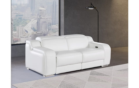 1116 DivanItalia White Top Grain Italian Leather Loveseat with Power HeadrestModel:  1116-WHITE-2.2-HT