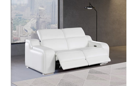 1116 DivanItalia White Top Grain Italian Leather Loveseat with Power HeadrestModel:  1116-WHITE-2.2-HT