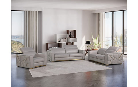 1120 DivanItalia Light Gray Sofa Set – Top Grain Italian LeatherModel:  1120-LT-GREY