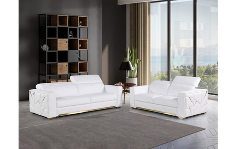 1120 DivanItalia White Sofa and Loveseat Set – Top Grain Italian LeatherModel:  1120-WHITE-2PC