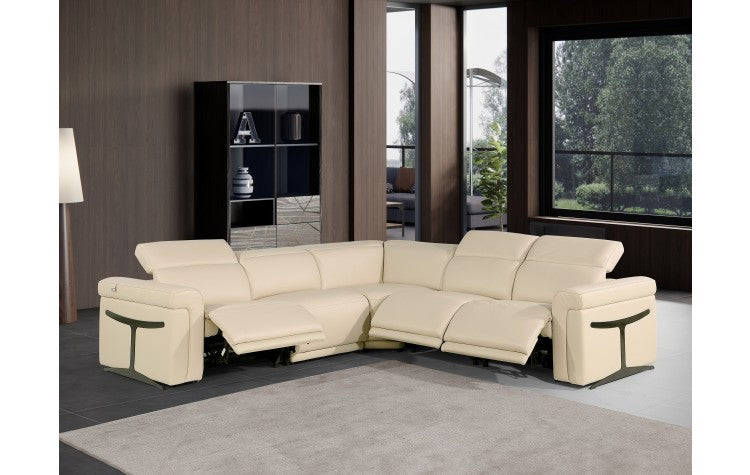 1126 DivanItalia Beige 5-Piece Sectional with 3 Power Recliners and Power HeadrestsModel:  1126-BEIGE-3PWR-5PC