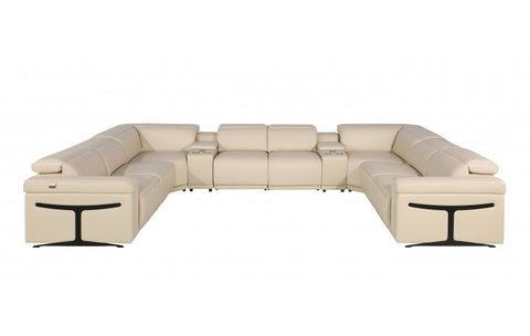 1126 DivanItalia Beige 10-Piece Sectional with 4 Power Recliners and Power HeadrestsModel:  1126-BEIGE-10PC-4PWR-U-SECTIONAL-GROUP