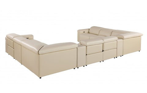 1126 DivanItalia Beige 10-Piece Sectional with 4 Power Recliners and Power HeadrestsModel:  1126-BEIGE-10PC-4PWR-U-SECTIONAL-GROUP