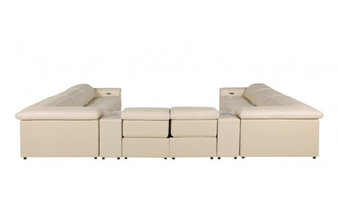1126 DivanItalia Beige 10-Piece Sectional with 4 Power Recliners and Power HeadrestsModel:  1126-BEIGE-10PC-4PWR-U-SECTIONAL-GROUP