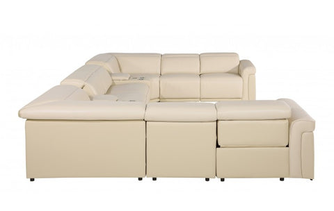 1126 DivanItalia Beige 10-Piece Sectional with 4 Power Recliners and Power HeadrestsModel:  1126-BEIGE-10PC-4PWR-U-SECTIONAL-GROUP