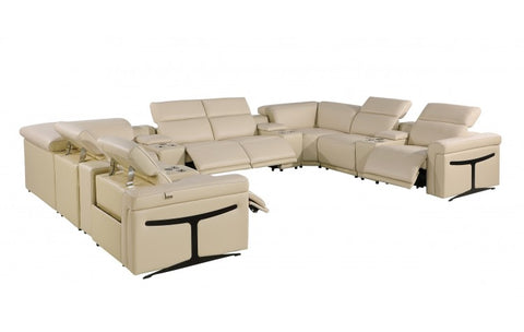 1126 DivanItalia Beige 12-Piece Sectional with 4 Power Recliners and Power HeadrestsModel:  1126-BEIGE-12PC-4PWR-U-SECTIONAL-GROUP