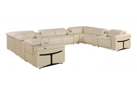 1126 DivanItalia Beige 12-Piece Sectional with 4 Power Recliners and Power HeadrestsModel:  1126-BEIGE-12PC-4PWR-U-SECTIONAL-GROUP