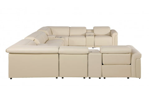 1126 DivanItalia Beige 12-Piece Sectional with 4 Power Recliners and Power HeadrestsModel:  1126-BEIGE-12PC-4PWR-U-SECTIONAL-GROUP