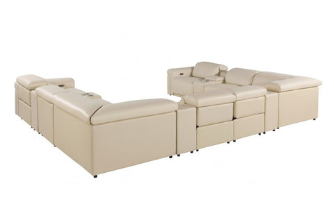 1126 DivanItalia Beige 12-Piece Sectional with 4 Power Recliners and Power HeadrestsModel:  1126-BEIGE-12PC-4PWR-U-SECTIONAL-GROUP