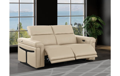 1126 DivanItalia Beige Top Grain Italian Leather Loveseat with Power HeadrestModel:  1126-BEIGE-2.2-HT