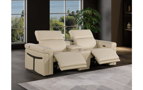 1126 DivanItalia Beige Modular Power Reclining Loveseat with Power HeadrestModel:  1126-BEIGE-3.2-HT
