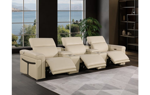 1126 DivanItalia Beige 5-Piece Power Reclining Sofa with Power Headrest in Top Grain Italian LeatherModel:  1126-BEIGE-5.3-HT