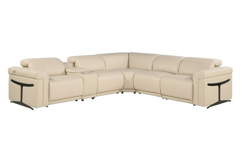 1126 DivanItalia Beige 6-Piece Sectional with 3 Power Recliners and Power HeadrestsModel:  1126-BEIGE-3PWR-6PC
