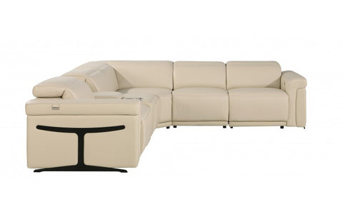 1126 DivanItalia Beige 6-Piece Sectional with 3 Power Recliners and Power HeadrestsModel:  1126-BEIGE-3PWR-6PC