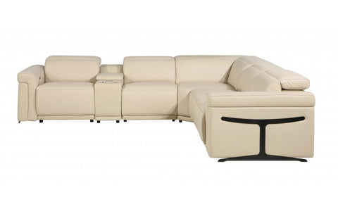 1126 DivanItalia Beige 6-Piece Sectional with 3 Power Recliners and Power HeadrestsModel:  1126-BEIGE-3PWR-6PC