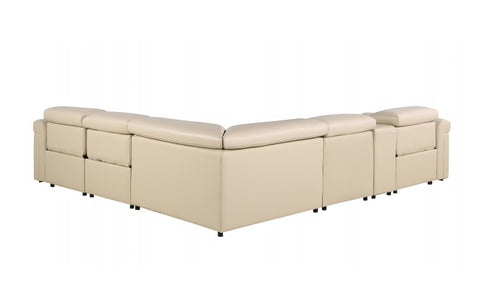 1126 DivanItalia Beige 6-Piece Sectional with 3 Power Recliners and Power HeadrestsModel:  1126-BEIGE-3PWR-6PC