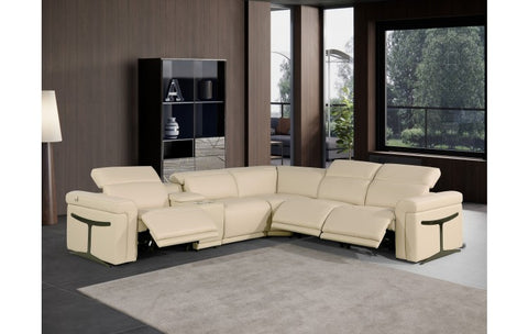 1126 DivanItalia Beige 6-Piece Sectional with 3 Power Recliners and Power HeadrestsModel:  1126-BEIGE-3PWR-6PC
