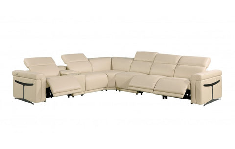 1126 DivanItalia Beige 7-Piece Sectional with 3 Power Recliners and Power HeadrestsModel:  1126-BEIGE-3PWR-7PC
