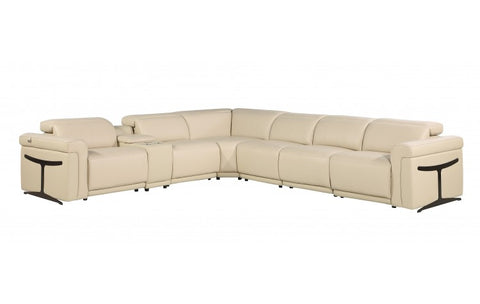 1126 DivanItalia Beige 7-Piece Sectional with 3 Power Recliners and Power HeadrestsModel:  1126-BEIGE-3PWR-7PC