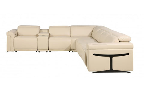 1126 DivanItalia Beige 7-Piece Sectional with 3 Power Recliners and Power HeadrestsModel:  1126-BEIGE-3PWR-7PC