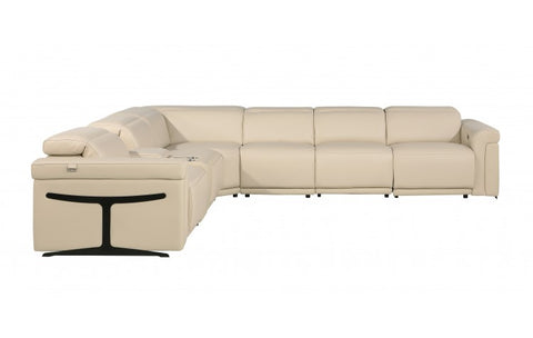1126 DivanItalia Beige 7-Piece Sectional with 3 Power Recliners and Power HeadrestsModel:  1126-BEIGE-3PWR-7PC