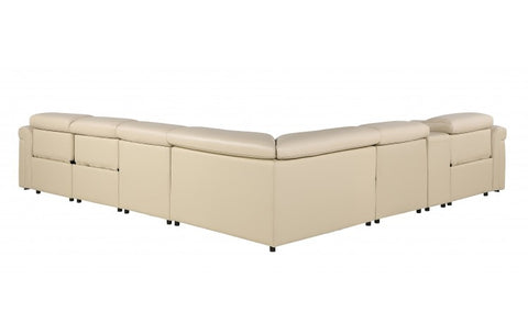 1126 DivanItalia Beige 7-Piece Sectional with 3 Power Recliners and Power HeadrestsModel:  1126-BEIGE-3PWR-7PC