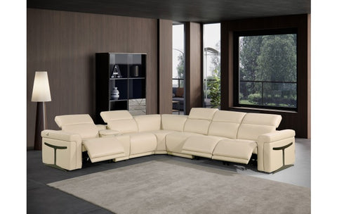 1126 DivanItalia Beige 7-Piece Sectional with 3 Power Recliners and Power HeadrestsModel:  1126-BEIGE-3PWR-7PC