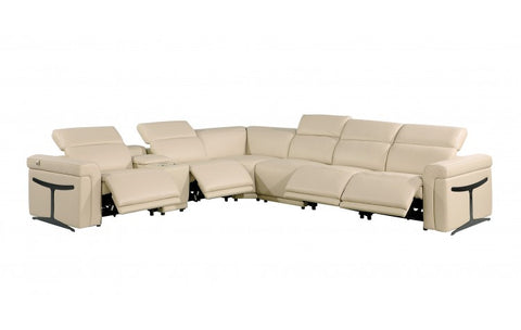 1126 DivanItalia Beige 7-Piece Sectional with 4 Power Recliners and Power HeadrestsModel:  1126-BEIGE-4PWR-7PC
