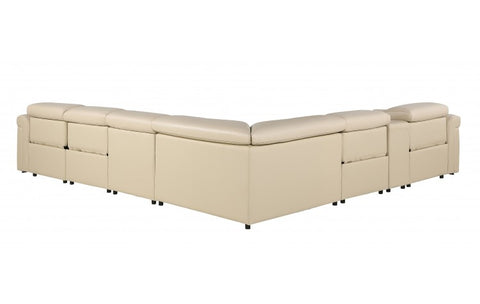 1126 DivanItalia Beige 7-Piece Sectional with 4 Power Recliners and Power HeadrestsModel:  1126-BEIGE-4PWR-7PC