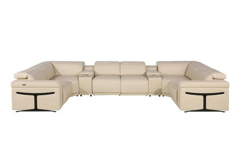 1126 DivanItalia Beige 8-Piece Sectional with 2 Power Recliners and Power HeadrestsModel:  1126-BEIGE-8PC-2PWR-U-SECTIONAL-GROUP