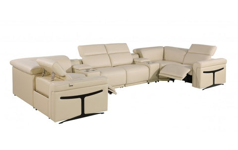 1126 DivanItalia Beige 8-Piece Sectional with 2 Power Recliners and Power HeadrestsModel:  1126-BEIGE-8PC-2PWR-U-SECTIONAL-GROUP