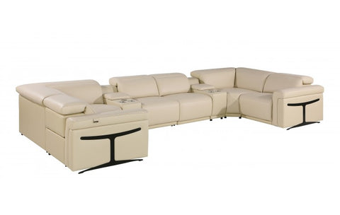 1126 DivanItalia Beige 8-Piece Sectional with 2 Power Recliners and Power HeadrestsModel:  1126-BEIGE-8PC-2PWR-U-SECTIONAL-GROUP