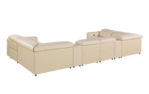1126 DivanItalia Beige 8-Piece Sectional with 2 Power Recliners and Power HeadrestsModel:  1126-BEIGE-8PC-2PWR-U-SECTIONAL-GROUP