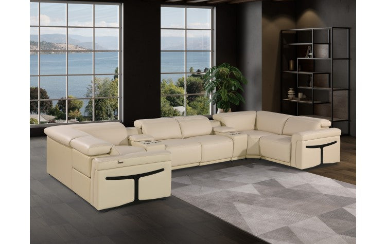 1126 DivanItalia Beige 8-Piece Sectional with 2 Power Recliners and Power HeadrestsModel:  1126-BEIGE-8PC-2PWR-U-SECTIONAL-GROUP