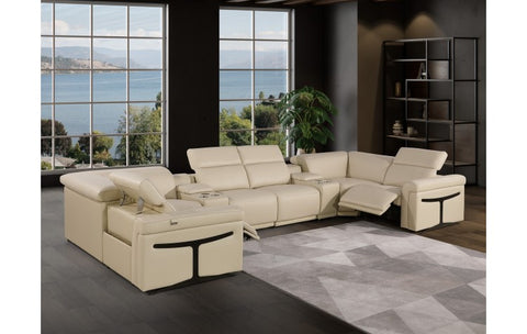1126 DivanItalia Beige 8-Piece Sectional with 2 Power Recliners and Power HeadrestsModel:  1126-BEIGE-8PC-2PWR-U-SECTIONAL-GROUP