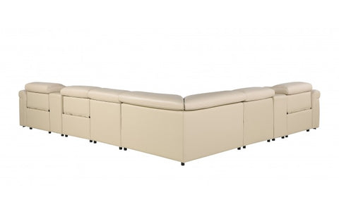 1126 DivanItalia Beige 8-Piece Sectional with 3 Power Recliners and Power HeadrestsModel:  1126-BEIGE-3PWR-8PC