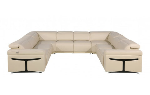 1126 DivanItalia Beige 8-Piece Sectional with 4 Power Recliners and Power Headrests (No Consoles)Model:  1126-BEIGE-8PC-4PWR-U-NC-SECTIONAL-GROUP