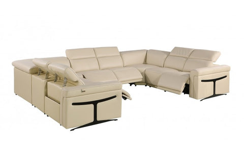 1126 DivanItalia Beige 8-Piece Sectional with 4 Power Recliners and Power Headrests (No Consoles)Model:  1126-BEIGE-8PC-4PWR-U-NC-SECTIONAL-GROUP