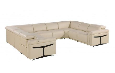 1126 DivanItalia Beige 8-Piece Sectional with 4 Power Recliners and Power Headrests (No Consoles)Model:  1126-BEIGE-8PC-4PWR-U-NC-SECTIONAL-GROUP