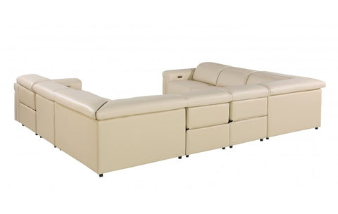 1126 DivanItalia Beige 8-Piece Sectional with 4 Power Recliners and Power Headrests (No Consoles)Model:  1126-BEIGE-8PC-4PWR-U-NC-SECTIONAL-GROUP
