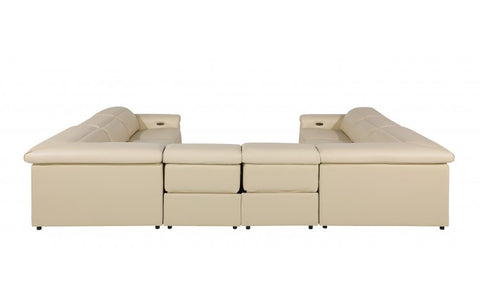 1126 DivanItalia Beige 8-Piece Sectional with 4 Power Recliners and Power Headrests (No Consoles)Model:  1126-BEIGE-8PC-4PWR-U-NC-SECTIONAL-GROUP