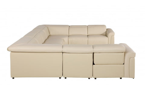 1126 DivanItalia Beige 8-Piece Sectional with 4 Power Recliners and Power Headrests (No Consoles)Model:  1126-BEIGE-8PC-4PWR-U-NC-SECTIONAL-GROUP