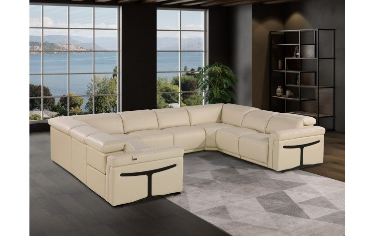 1126 DivanItalia Beige 8-Piece Sectional with 4 Power Recliners and Power Headrests (No Consoles)Model:  1126-BEIGE-8PC-4PWR-U-NC-SECTIONAL-GROUP