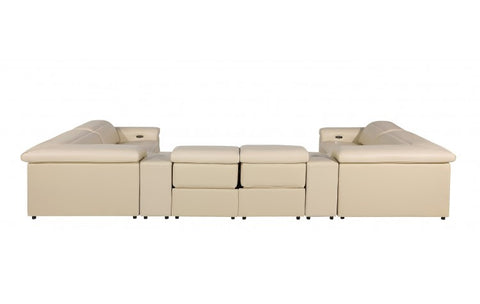 1126 DivanItalia Beige 8-Piece Sectional with 4 Power Recliners and Power HeadrestsModel:  1126-BEIGE-8PC-4PWR-U-SECTIONAL-GROUP