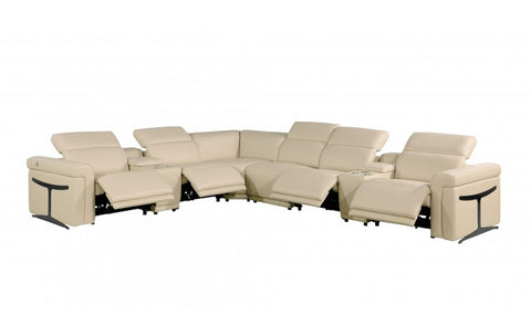1126 DivanItalia Beige 8-Piece Sectional with 4 Power Recliners and Power HeadrestsModel:  1126-BEIGE-4PWR-8PC