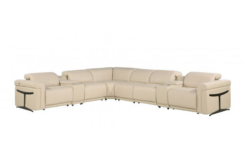 1126 DivanItalia Beige 8-Piece Sectional with 4 Power Recliners and Power HeadrestsModel:  1126-BEIGE-4PWR-8PC