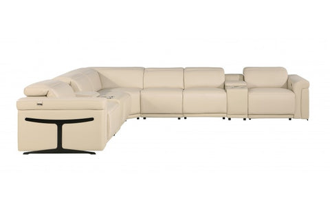 1126 DivanItalia Beige 8-Piece Sectional with 4 Power Recliners and Power HeadrestsModel:  1126-BEIGE-4PWR-8PC