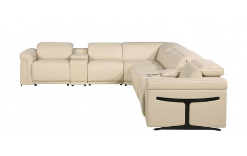 1126 DivanItalia Beige 8-Piece Sectional with 4 Power Recliners and Power HeadrestsModel:  1126-BEIGE-4PWR-8PC